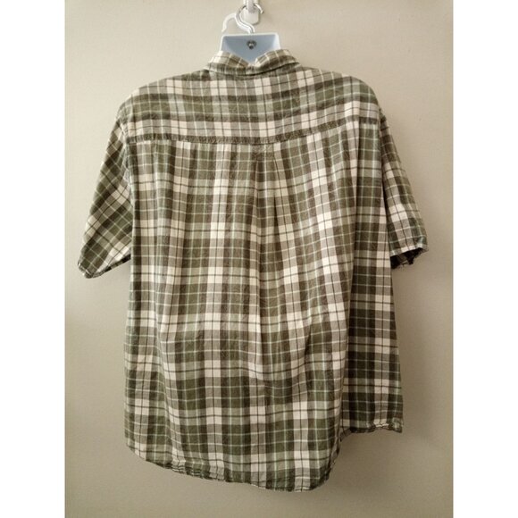 Woolrich Men's Green Grey White Short Sleeve Casual Button Down Shirt Si… - Picture 2 of 4